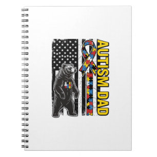 Autismus-Vater-Bär-Flagge-Bewusstseins-Shirt-Desig Notizblock