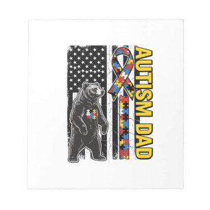 Autismus-Vater-Bär-Flagge-Bewusstseins-Shirt-Desig Notizblock