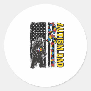 Autismus-Vater-Bär-Flagge-Bewusstseins-Shirt-Desig Runder Aufkleber