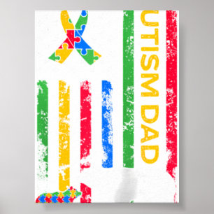 Autismus-Vater Patriotisch - USA Puzzle-Band Papa  Poster