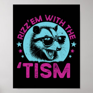 Autismus-Waschbär-Lustiger-Witz-Rizz-Em-mit-dem-Ti Poster