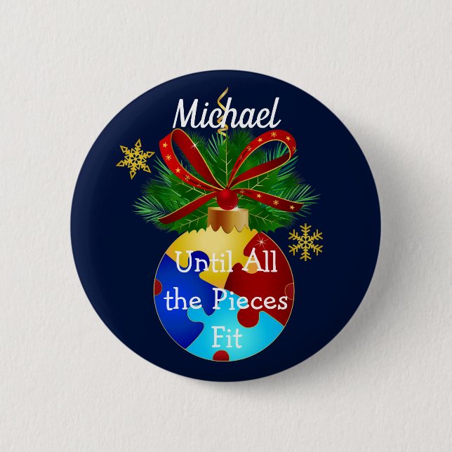 Autismus-Weihnachtskugel Button (Vorderseite)