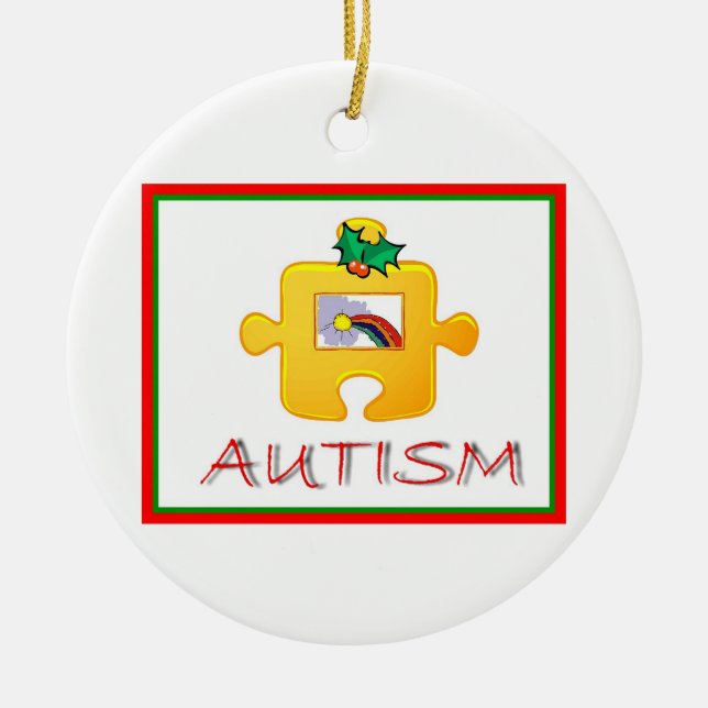 Autismus-Weihnachtsverzierung Keramik Ornament (Vorne)