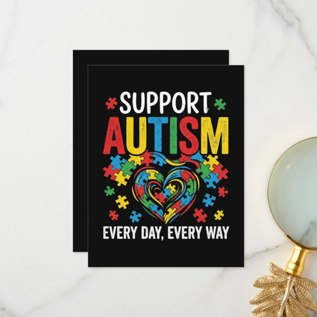 Autismusbewusstsein Dankeskarte (Vorderseite/Rückseite Beispiel)