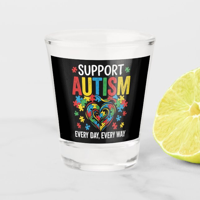 Autismusbewusstsein Schnapsglas (Vorderseite)