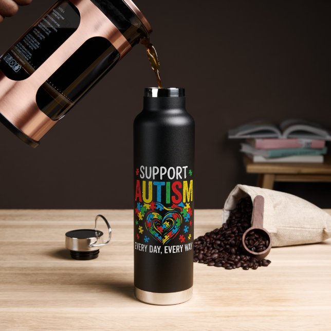 Autismusbewusstsein Trinkflasche (Kaffee (gedreht))