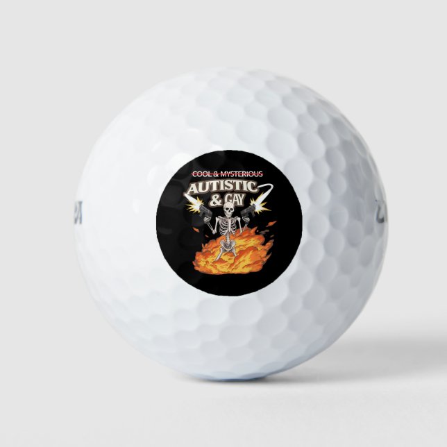 Autistic and Gay Skeleton Funny Autismus Bewusstse Golfball (Vorderseite)