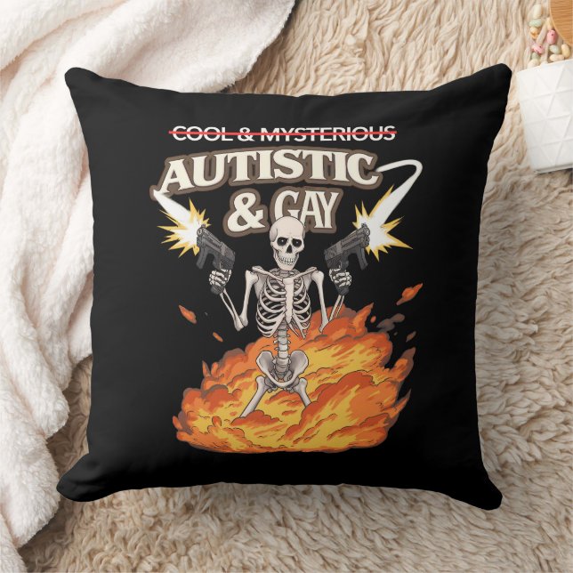Autistic and Gay Skeleton Funny Autismus Bewusstse Kissen (Decke)