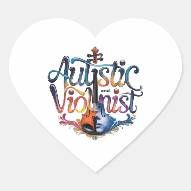 Autistic and violinist Herz-Aufkleber (Vorderseite)
