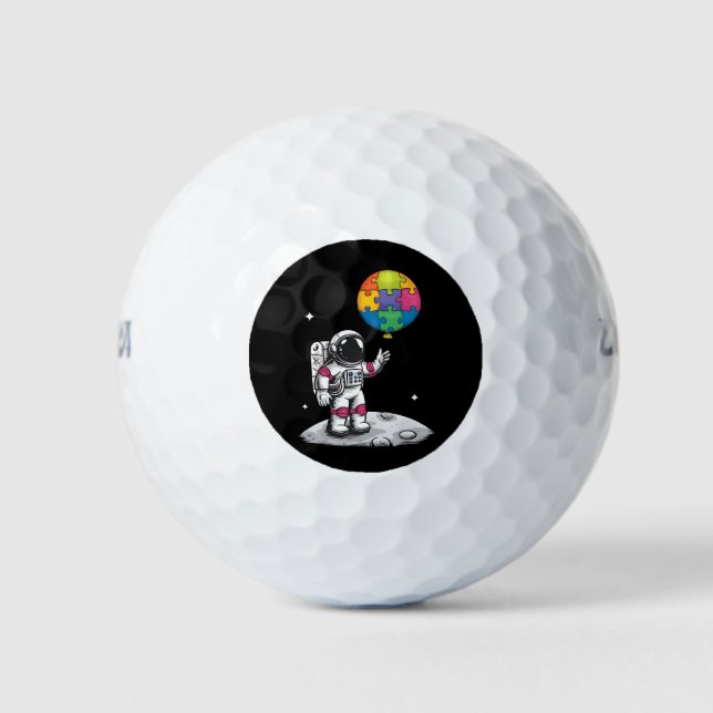 Autistic Astronaut Balloon Space Autiseness Awaren Golfball (Vorderseite)
