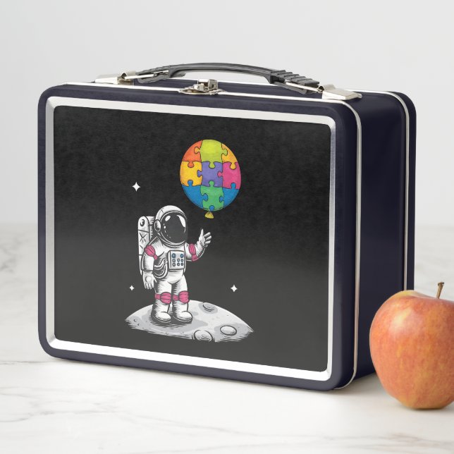Autistic Astronaut Balloon Space Autiseness Awaren Metall Brotdose (Beispiel)