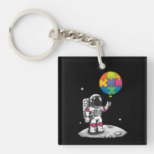 Autistic Astronaut Balloon Space Autiseness Awaren Schlüsselanhänger