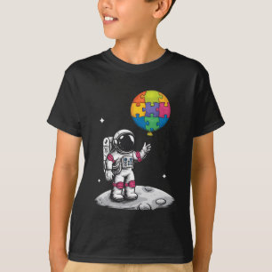 Autistic Astronaut Balloon Space Autiseness Awaren T-Shirt