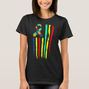 Autistic Awareness Montag American Flag USA World T-Shirt