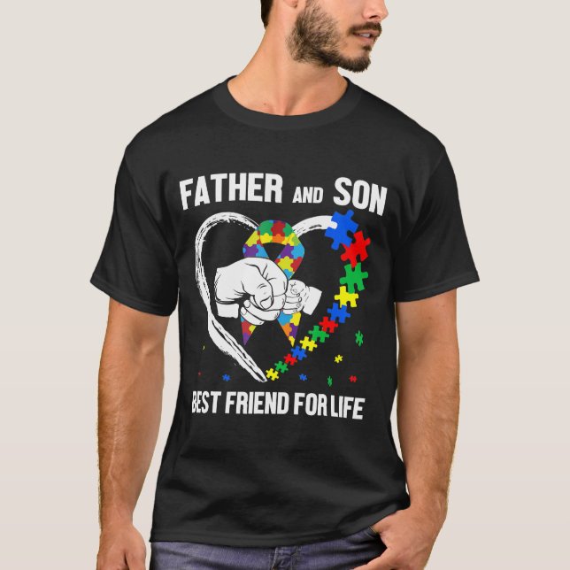 Autistic Awareness Pater and Son Best Friends for T-Shirt (Vorderseite)