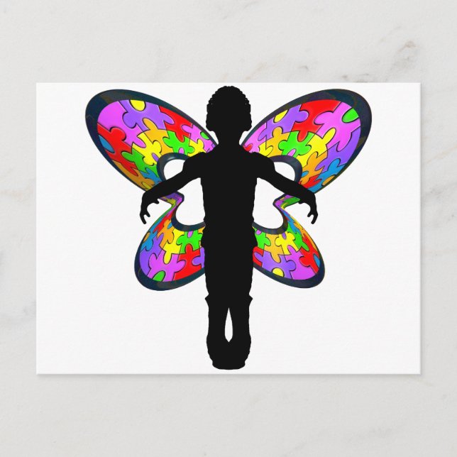 Autistic Butterfly Ribbon Postkarte (Vorderseite)