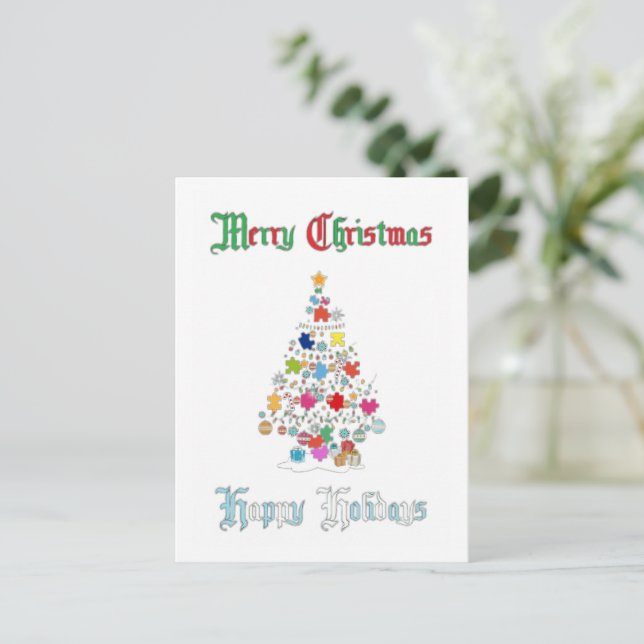 Autistic Christmas Postcard Postkarte (Stehend Vorderseite)