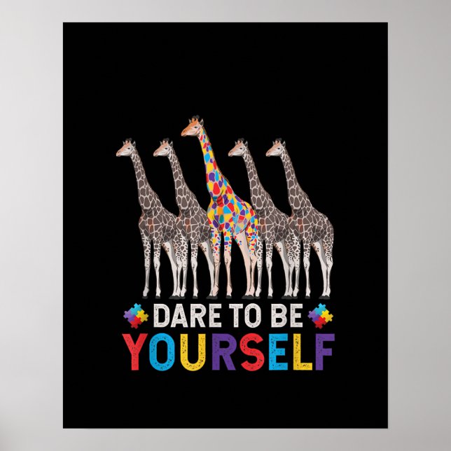 Autistic|Dare to be Different Giraffe Puzzle Piece Poster (Vorne)
