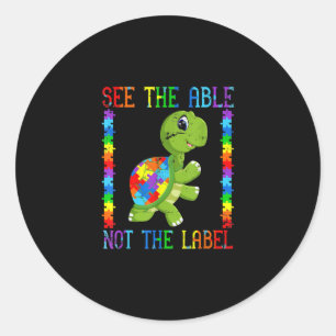 Autistic Kid Mom Turtle Fighter Autism Puzzle Runder Aufkleber