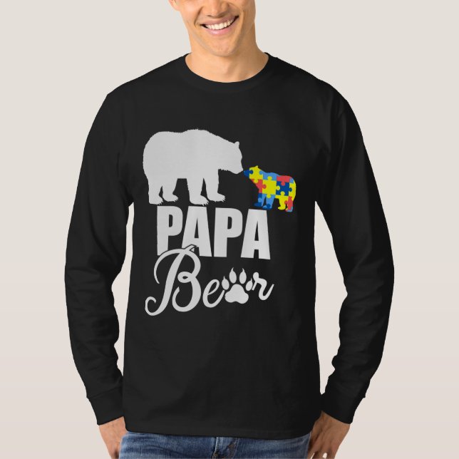Autistic Papa Bear Autismus Bewusstsein T-Shirt (Vorderseite)