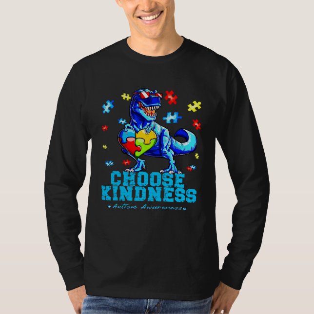 Autistic Pride Day Dinosaur TRex Choose Kindness M T-Shirt (Vorderseite)