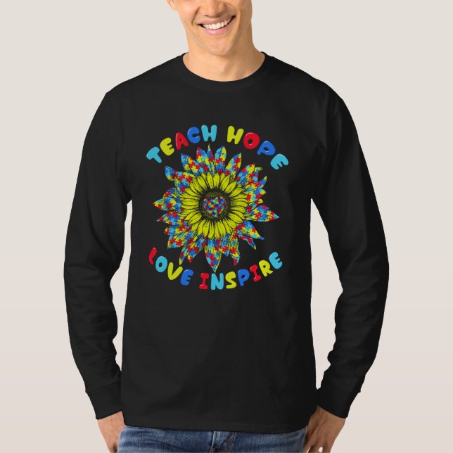 Autistic Support Teacher Sunflower For Autism Awar T-Shirt (Vorderseite)