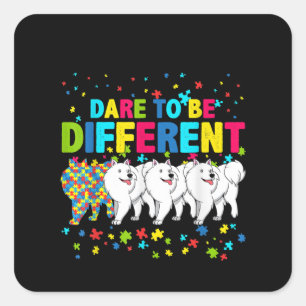 autistisch Dare to be Different American Eskimo Quadratischer Aufkleber
