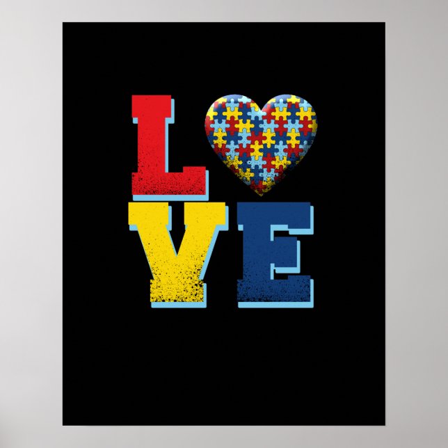 autistisch | Liebe Autismus Puzzle Piece Poster (Vorne)