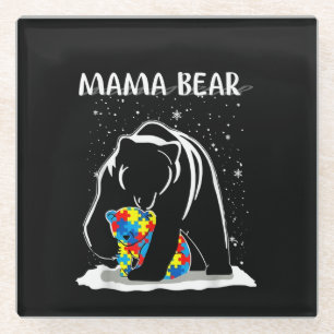 autistisch Mama Bear Autismus Puzzle Piece Snowf Glasuntersetzer