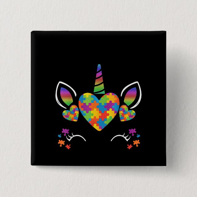 autistisch | Niedliches Unicorn-Autismus-Sensibili Button (Vorderseite)