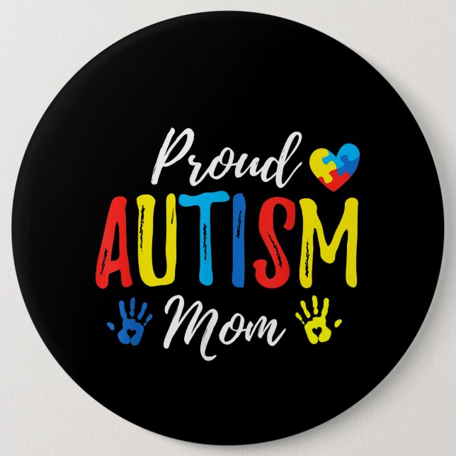 autistisch | Proud Autismus Mama Puzzle Piece Button (Vorderseite)