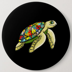 autistisch Sea Turtle Puzzle Piece Autismus Bewu Button