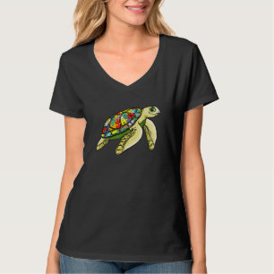 autistisch   Sea Turtle Puzzle Piece Autismus Bewu T-Shirt