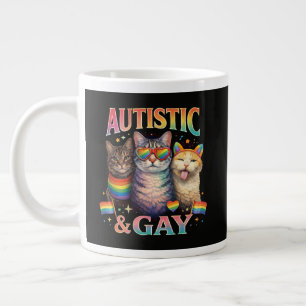 Autistisch und schwul lustige Katze Jumbo-Tasse