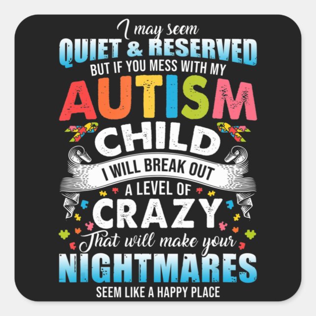 Autistische Autismus Bewusstsein Puzzle Pieces Pro Quadratischer Aufkleber (Vorderseite)