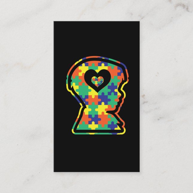 Autistische Kinderfarbigkeit Puzzle Symbol Silhoue Visitenkarte (Vorderseite)