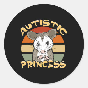 Autistische Prinzessin Niedlich Opossum Autismus B Runder Aufkleber