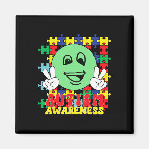 Autistische Puzzle-Teile Lächeln Gesicht Autismus- Magnet