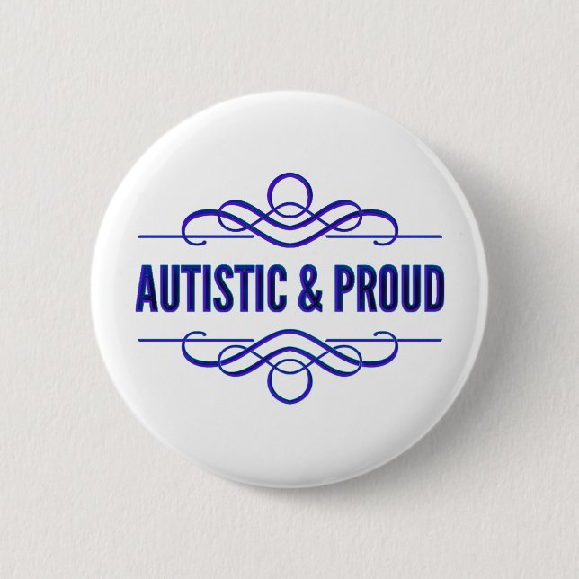 Autistische und stolz Lila Wirbel Button (Vorderseite)