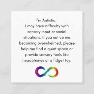 Autistische Unterkunftskarte Telefonnummerkarte