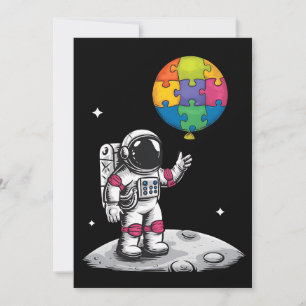 Autistischer Astronaut Ballon Weltraum Autismus-Be Einladung