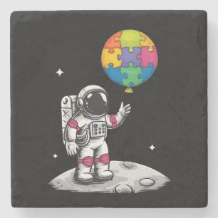 Autistischer Astronaut Ballon Weltraum Autismus-Be Steinuntersetzer