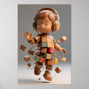 Autistischer Junge Holzkarosserie mit farbigen Poster