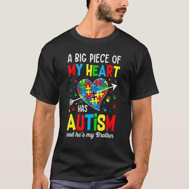 Autistischer Junge Piece Mein Herz hat Autismus Er T-Shirt (Vorderseite)
