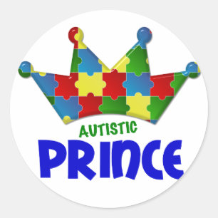 Autistischer Prinz 1 AUTISMUS Runder Aufkleber