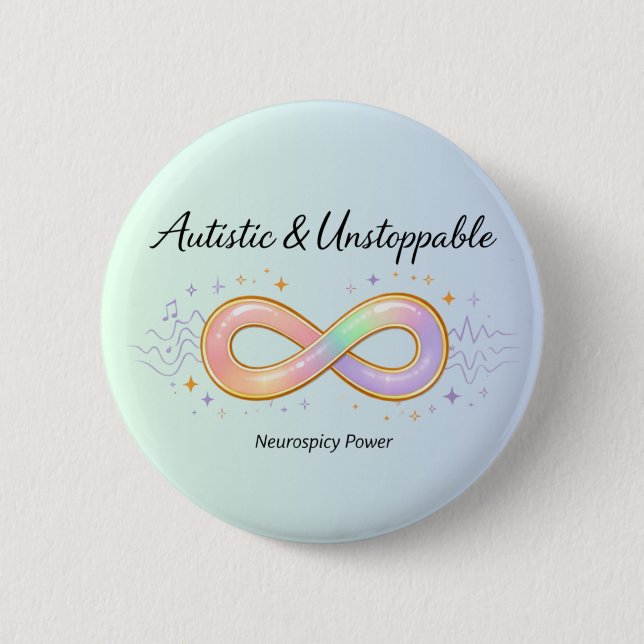 Autistisches unaufhaltsames Pastell-Unendlichkeits Button (Vorderseite)