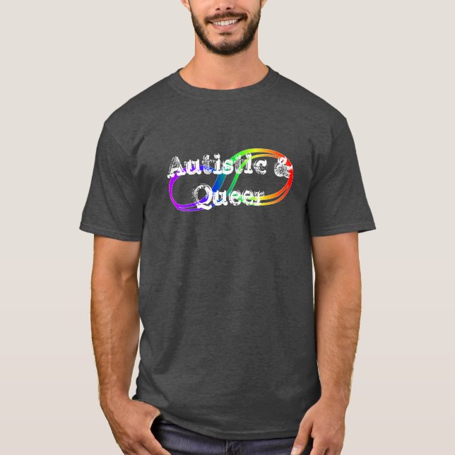 Autistisches und Quees Rainbow Infinity Shirt (Vorderseite)