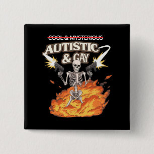 Autistisches und schwules Skelett Lustige Autismus Button