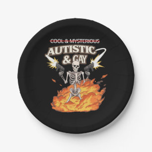 Autistisches und schwules Skelett Lustige Autismus Pappteller