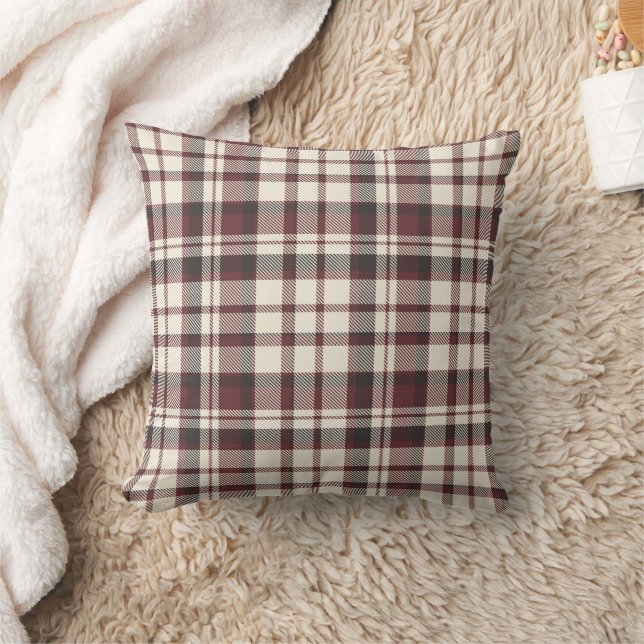 Autmn Brown Maroon White Madras Kariert Kissen (Decke)